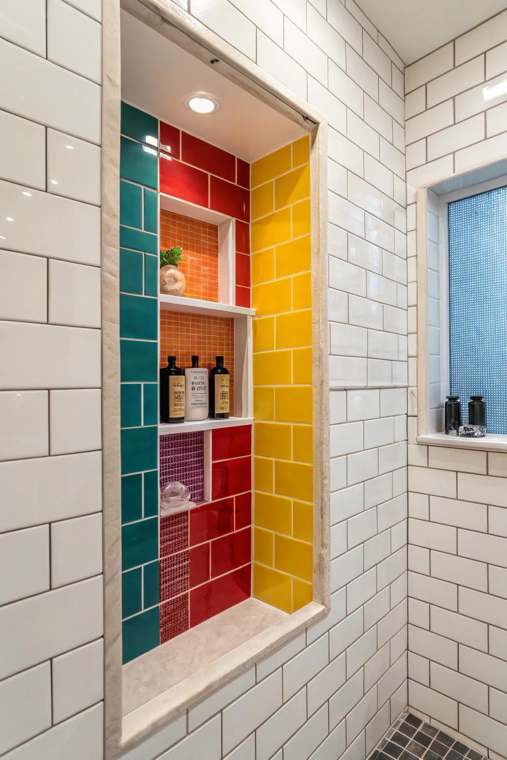 A vivid niche adds a pop of color.