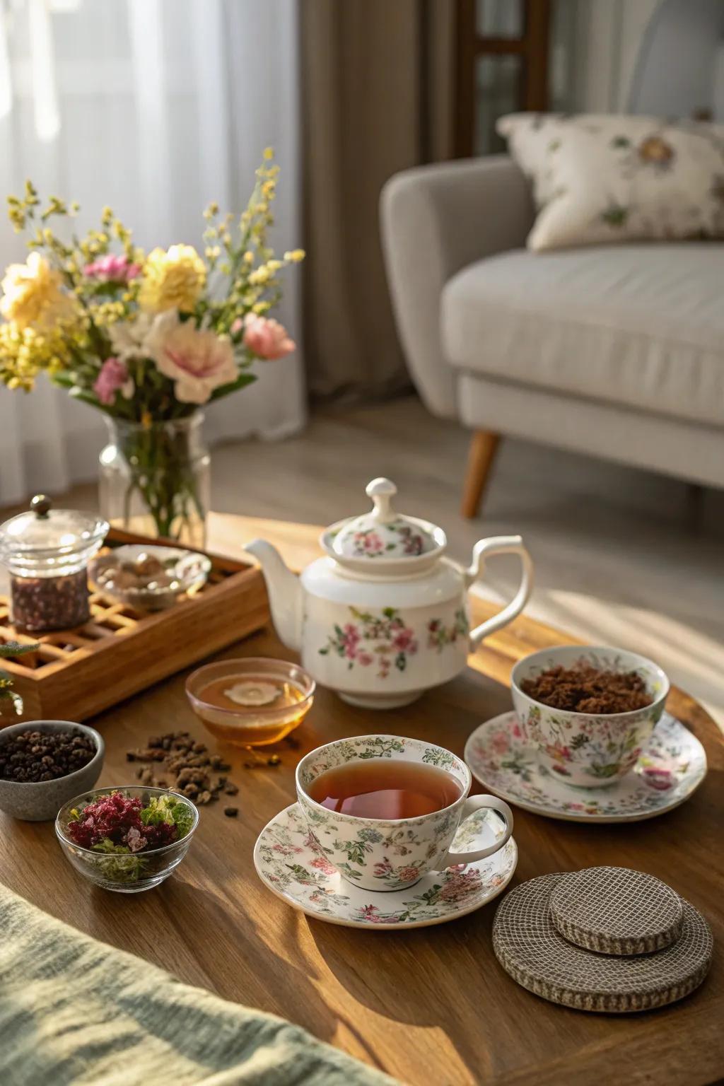 A tea tasting experience adds a luxurious accent to the celebration.
