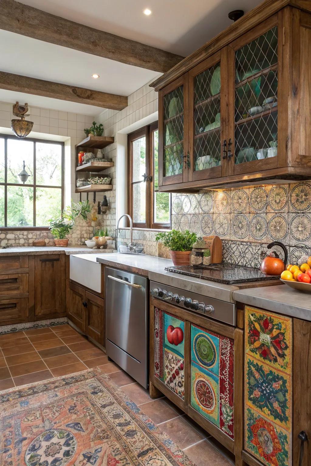 Mixing materials like metal and stone creates a custom, character-filled design.