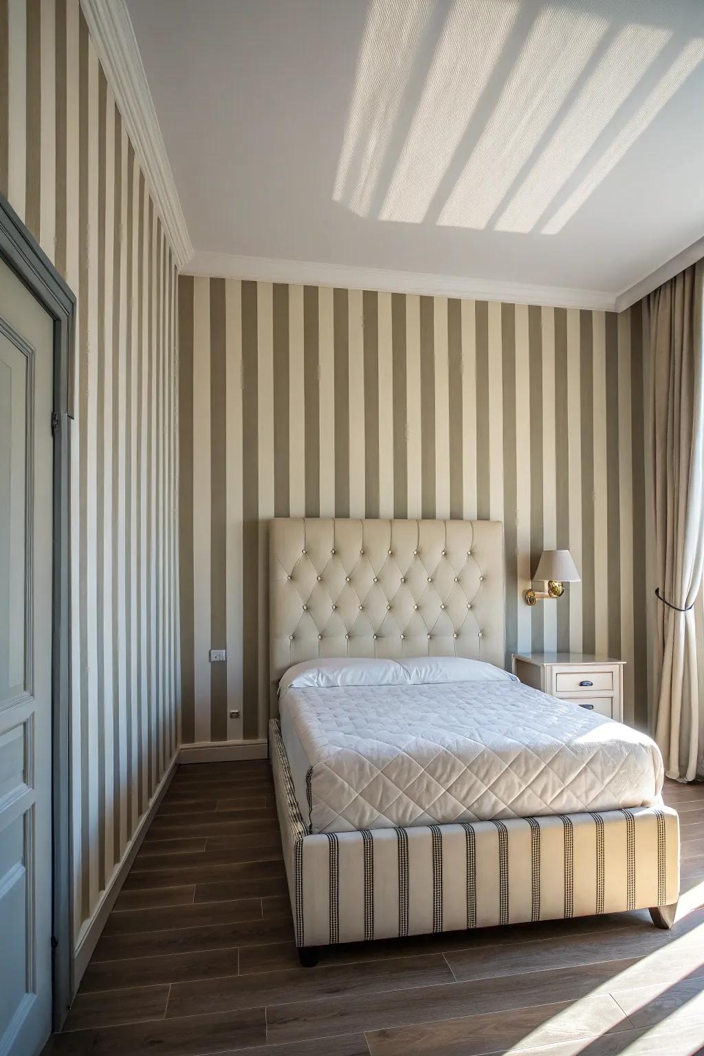 Upward lines guide the eye up, enhancing room height.