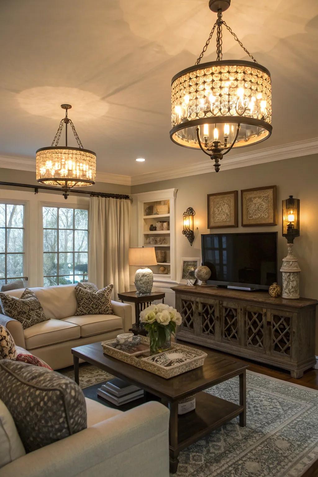 Integrated lighting creating a versatile ambiance.