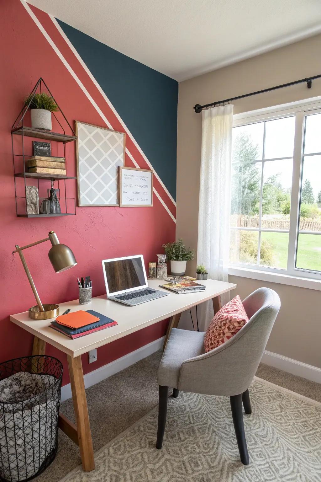 Feature walls add interest and define the space.