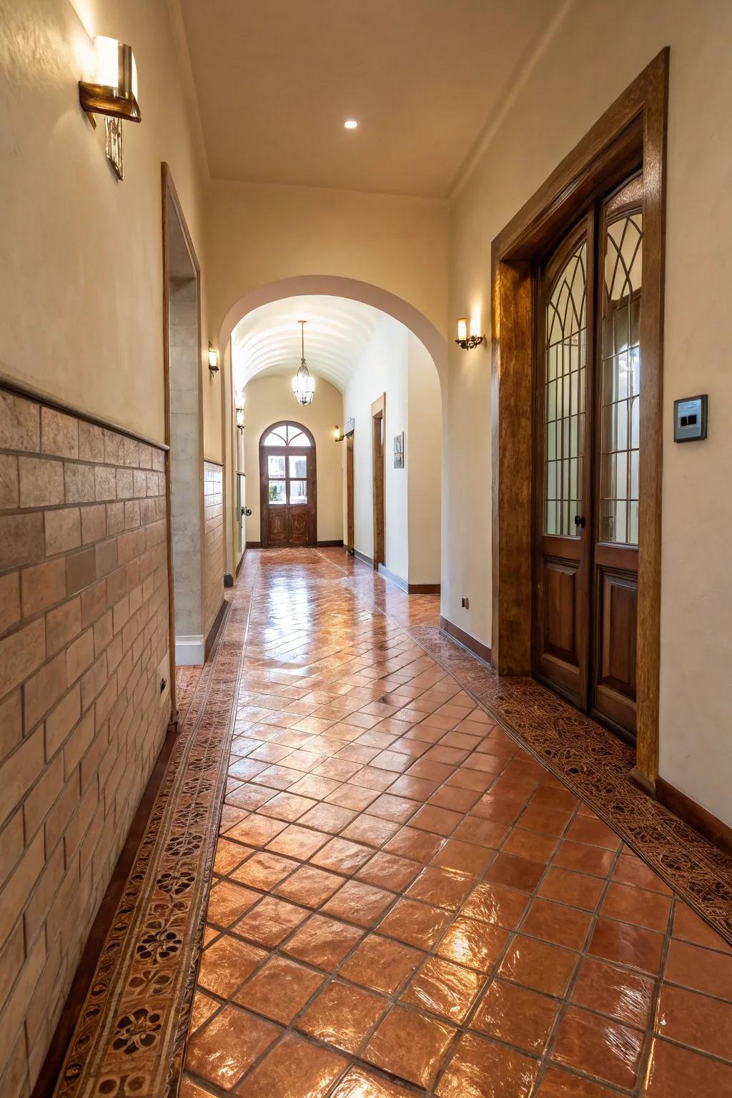 Append classiness utilizing warm bronze tile transitions.