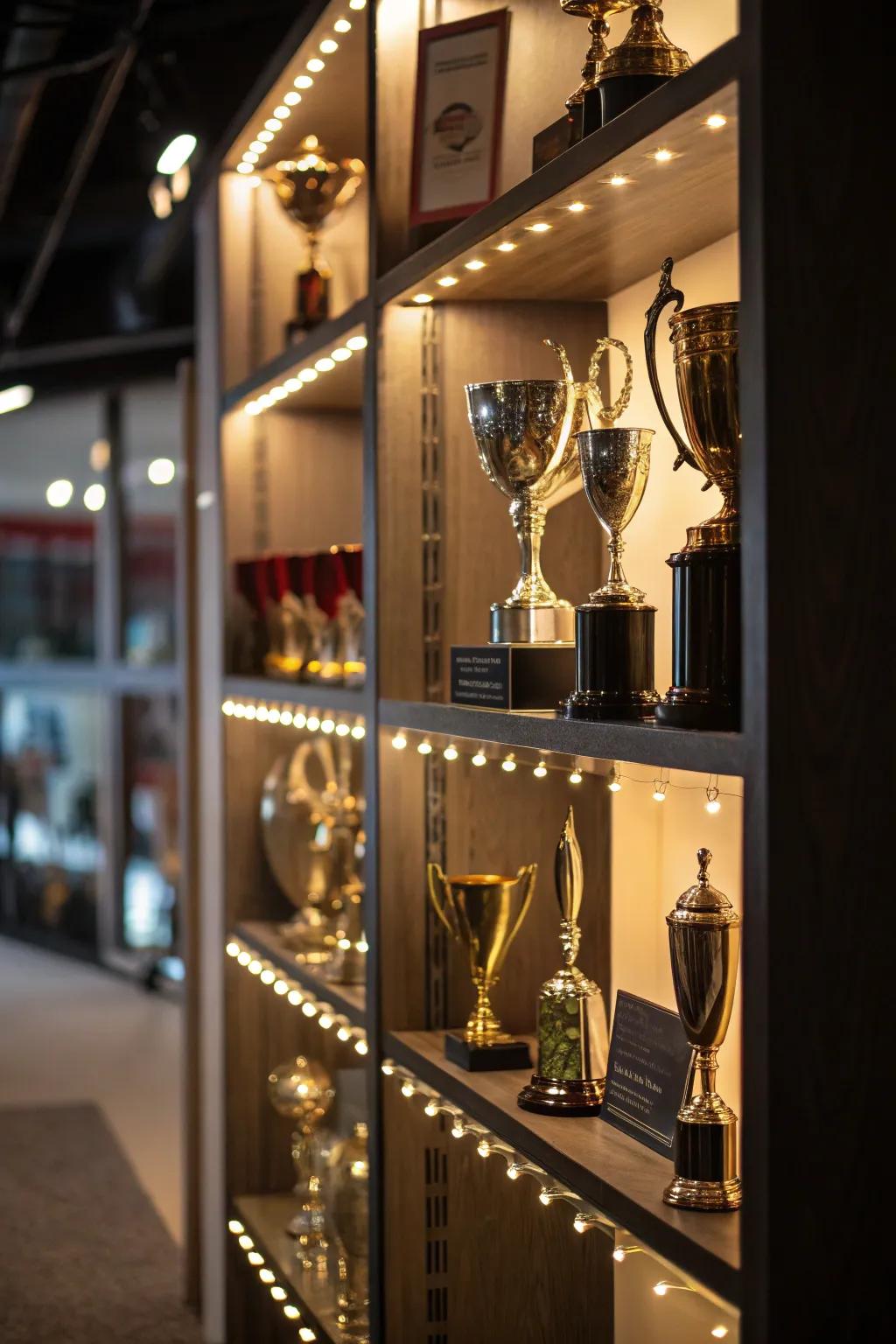 Illuminated trophy shelf presentation