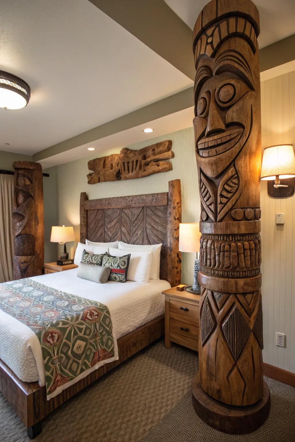 Ethnic elements add personality and lightheartedness to your tropical bedroom.