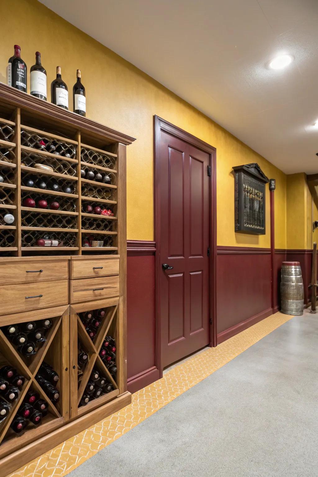 Burgundy and golden incorporate elegance and luxury to your garage.