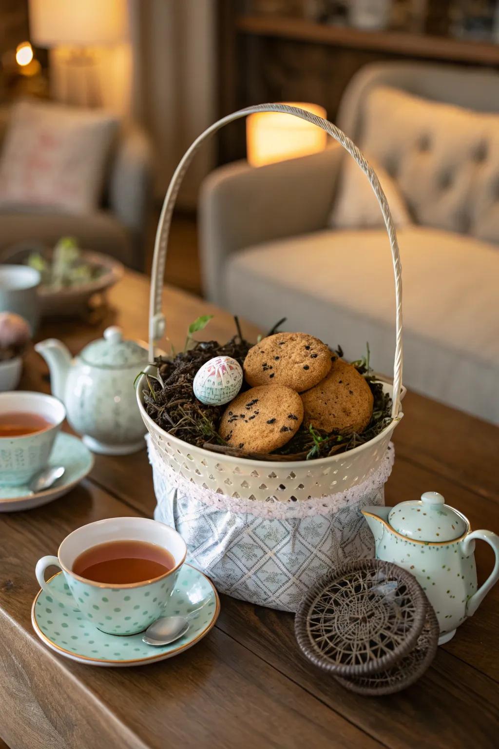A herbal infusion time basket designed for the tea connoisseur.