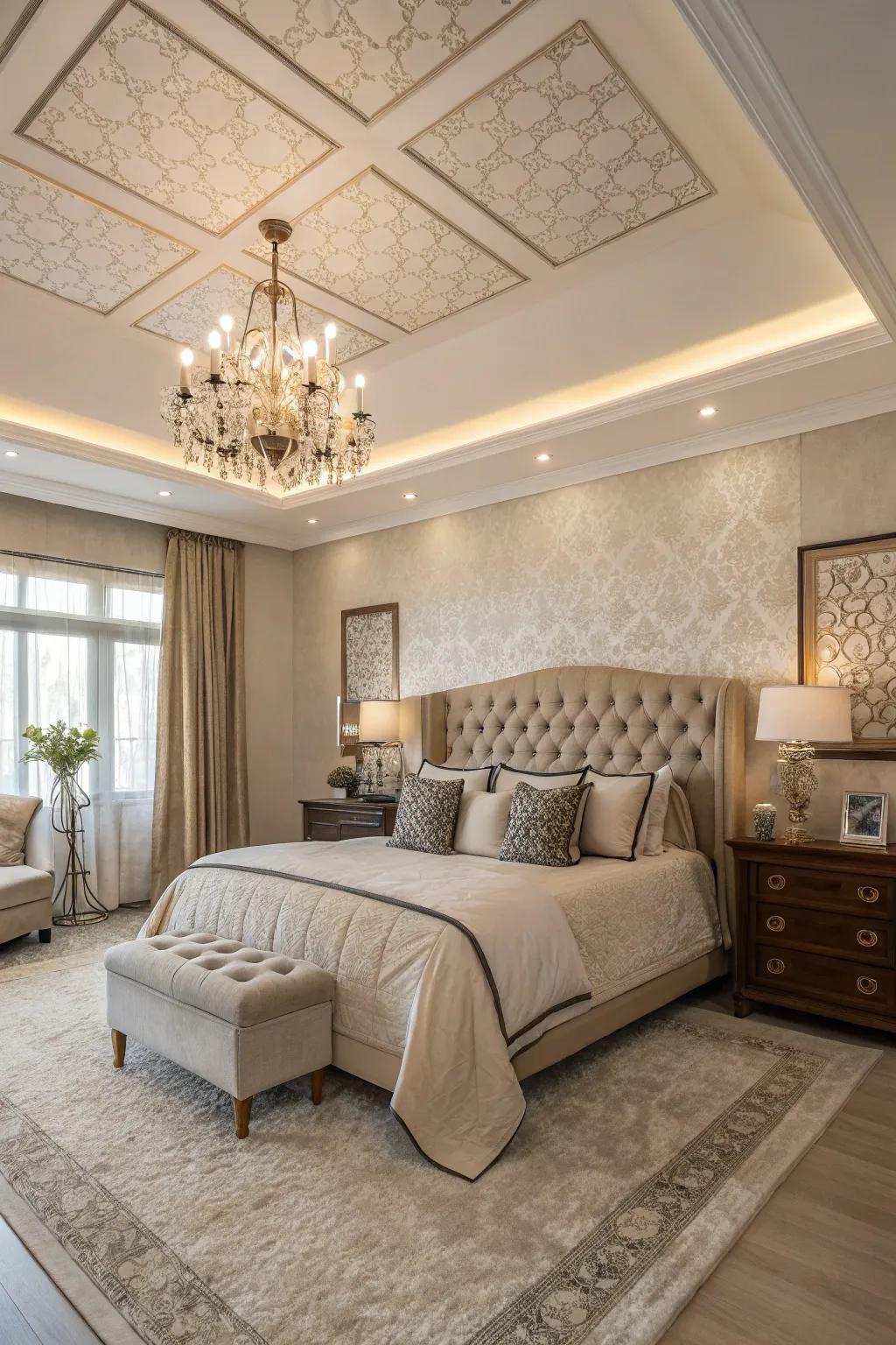 A padded ceiling adds an unexpected and luxurious touch.