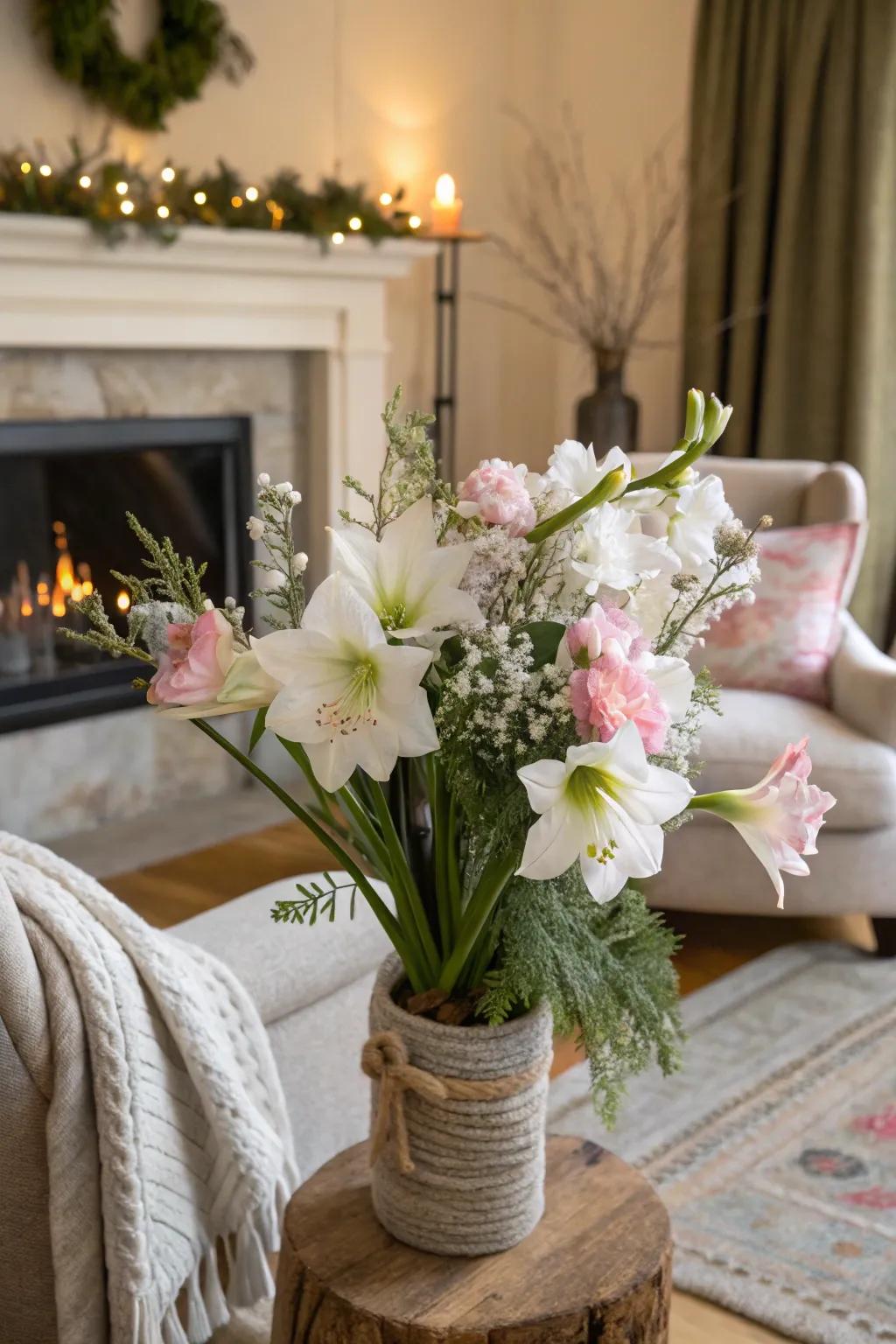 An arrangement featuring yearly winter blooms.