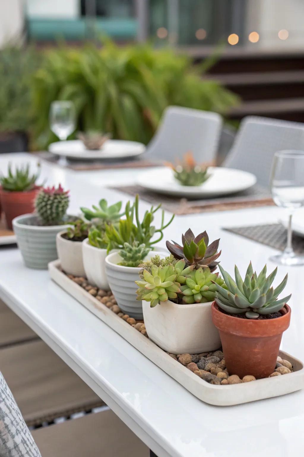 Modern charm with seasonal succulents.