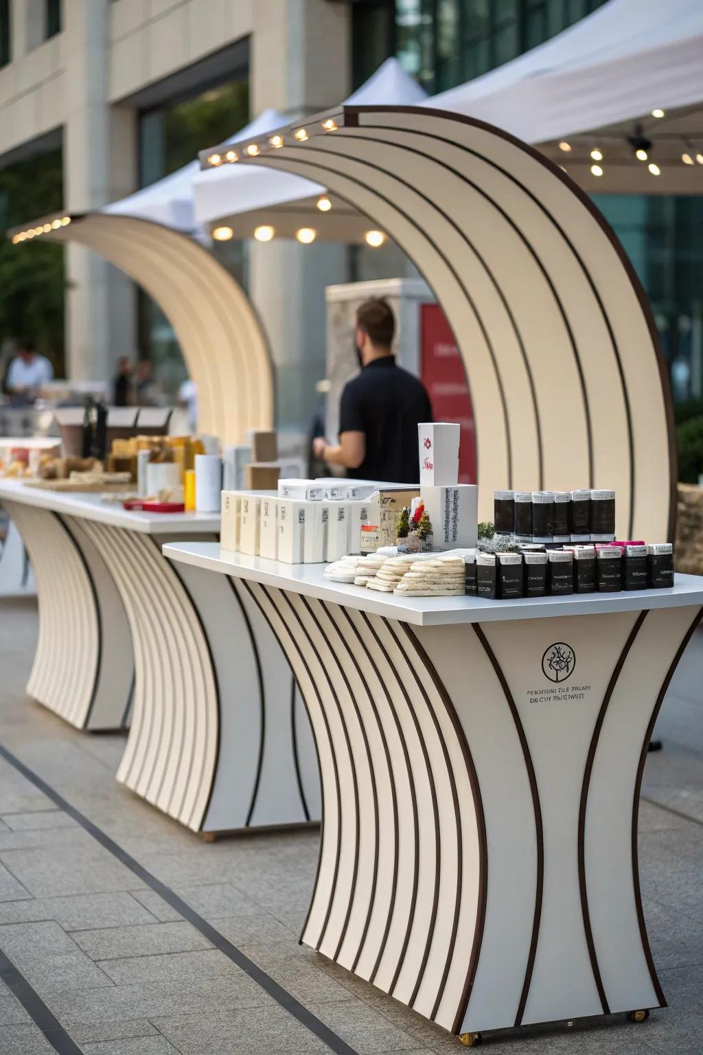 Curvilinear designs deliver a modern twist and encourage exploration of your display.