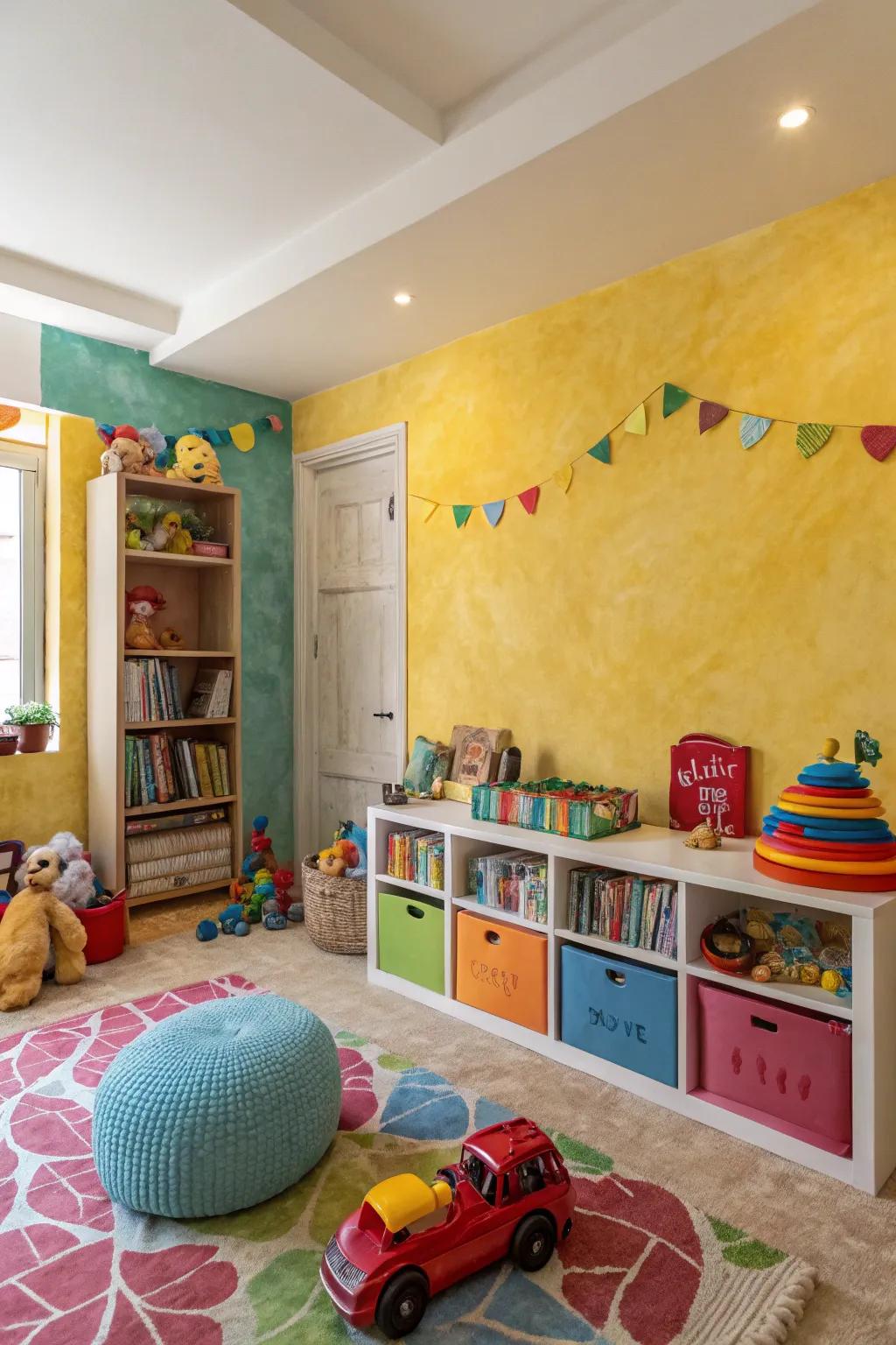 Add whimsy to a kids' room using colorful Venetian plaster.