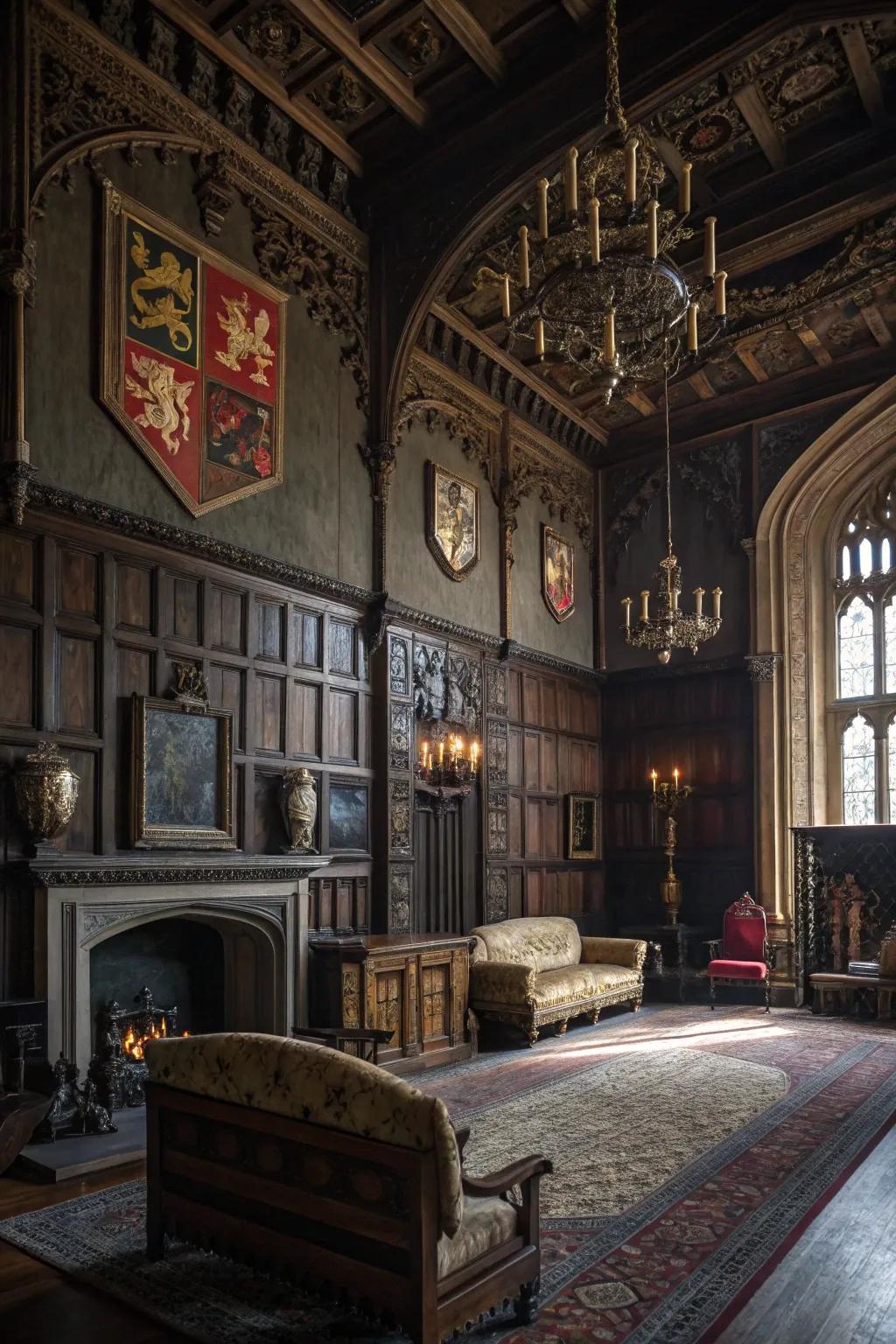 Medieval inspired design elicits a sensation of antiquity.
