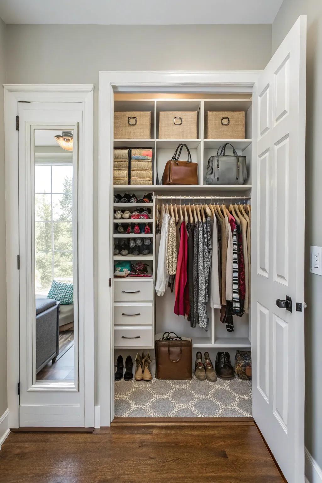 Maximize space with smart storage behind the door.