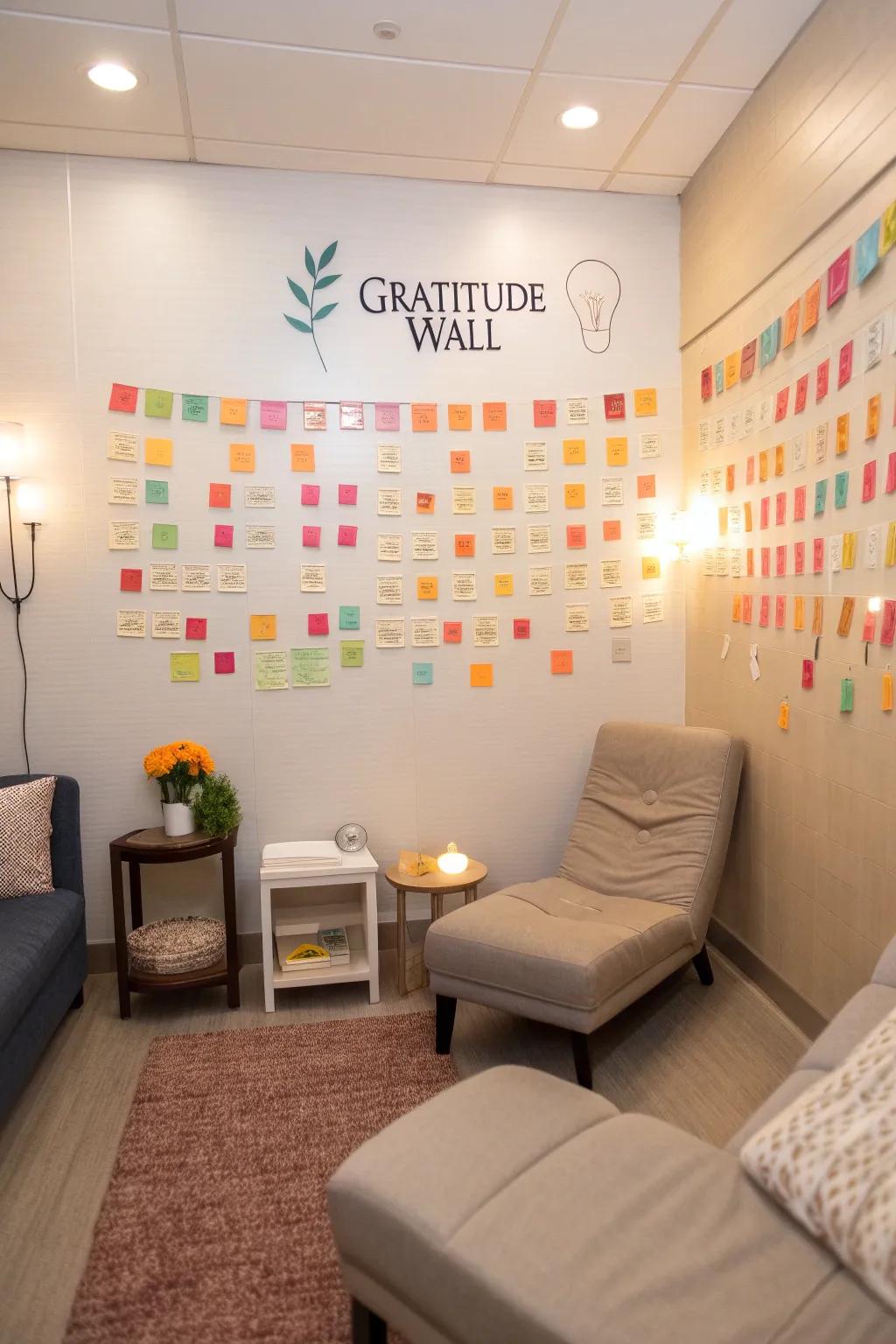 Gratitude amplified: A wall celebrating positivity and thankfulness.