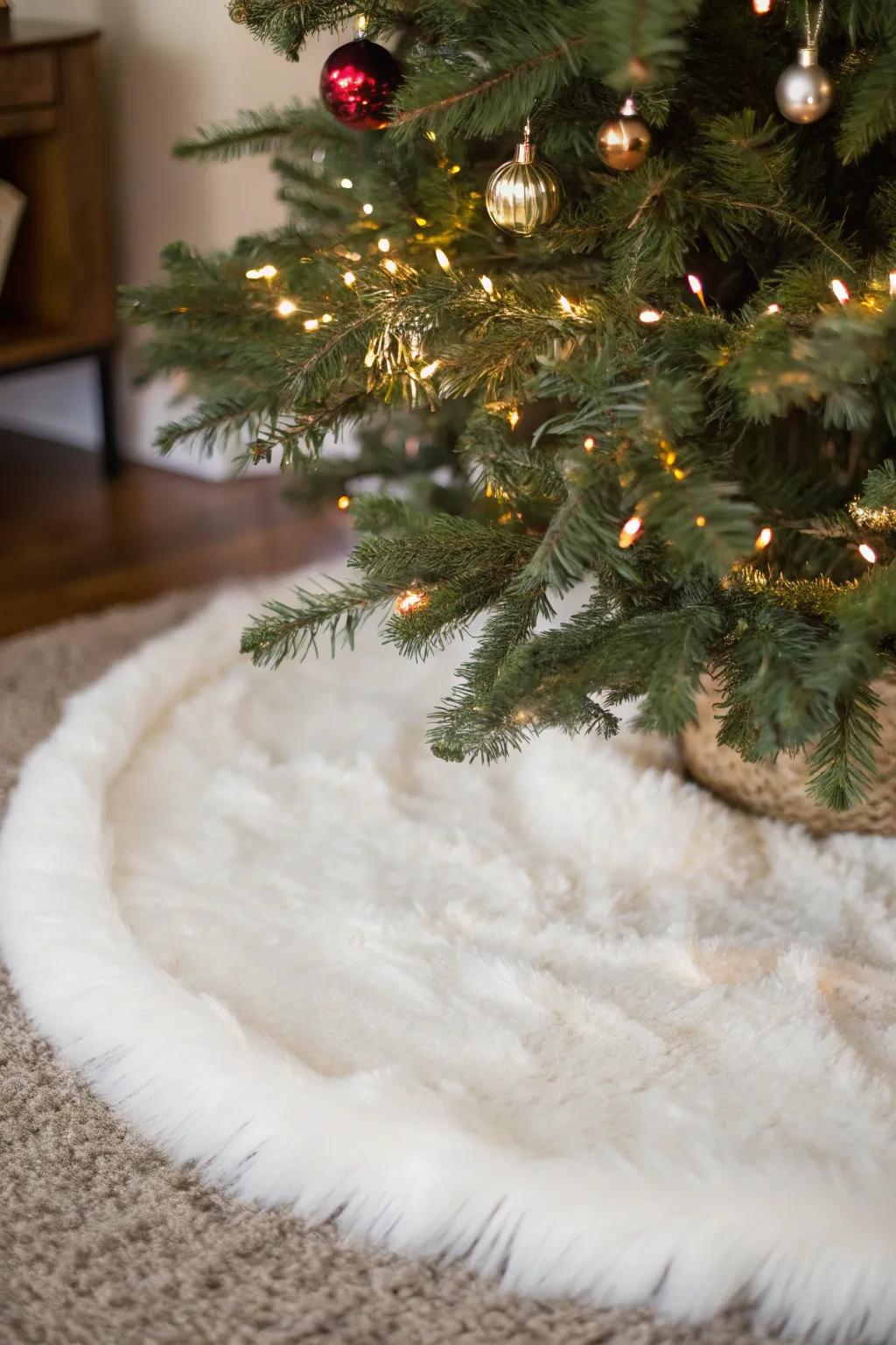An ivory tree skirt contributes a luxurious element to your holiday tree.