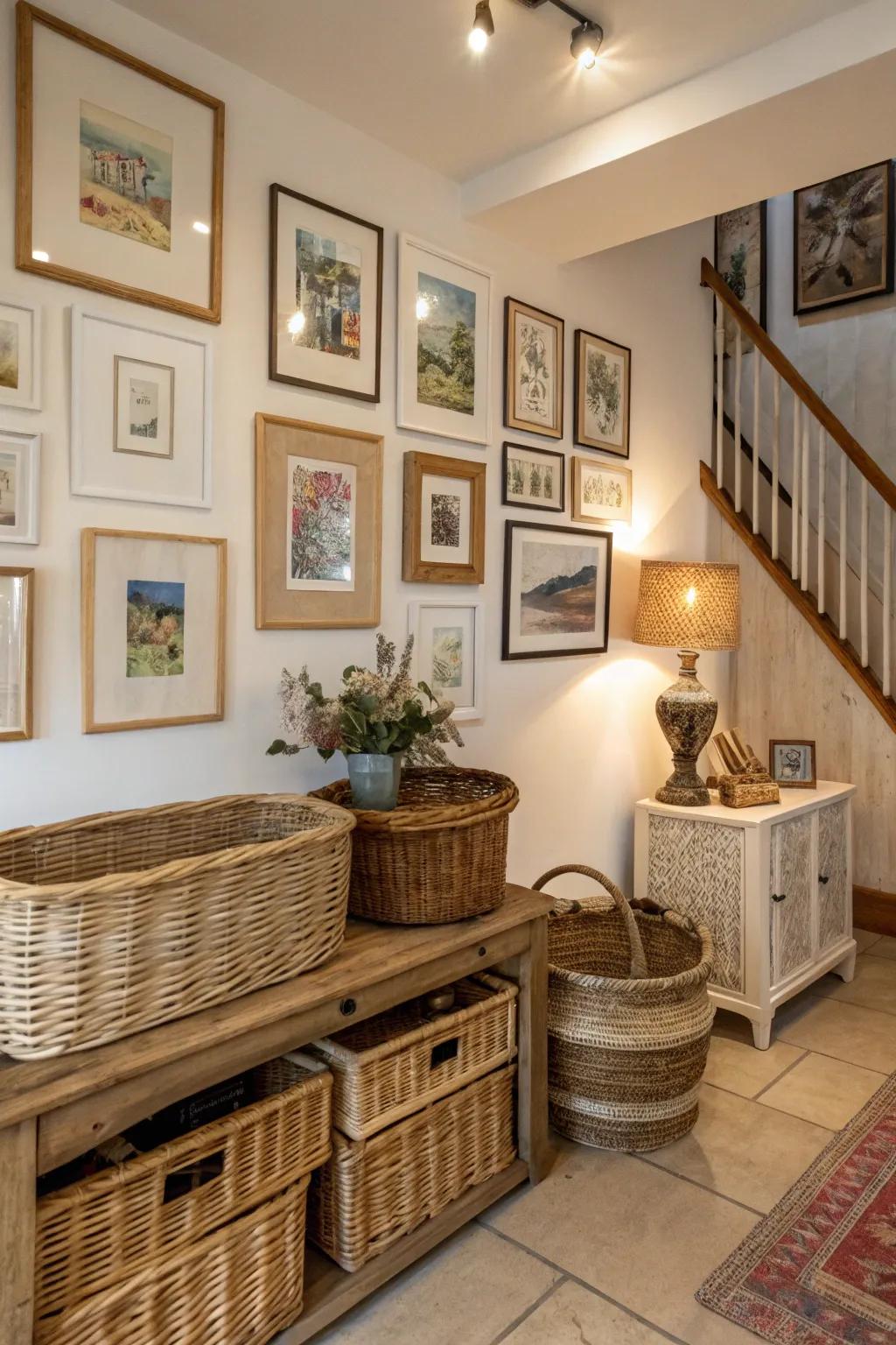 Add woven to artistic wall galleries.