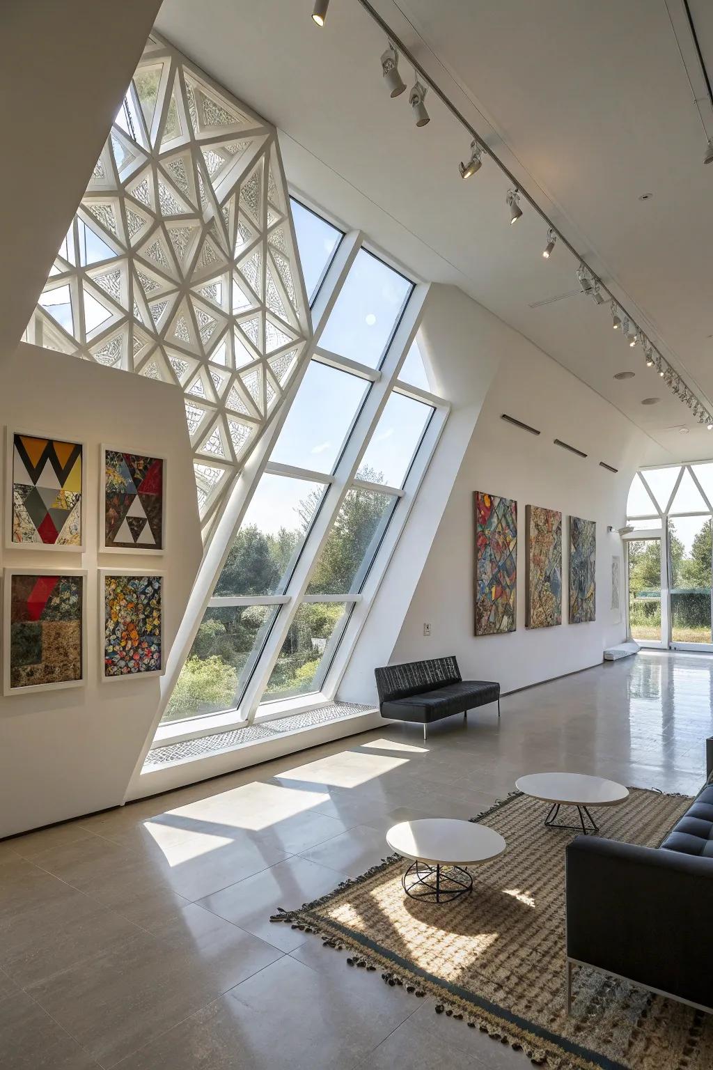 Geometric windows add modern elegance.