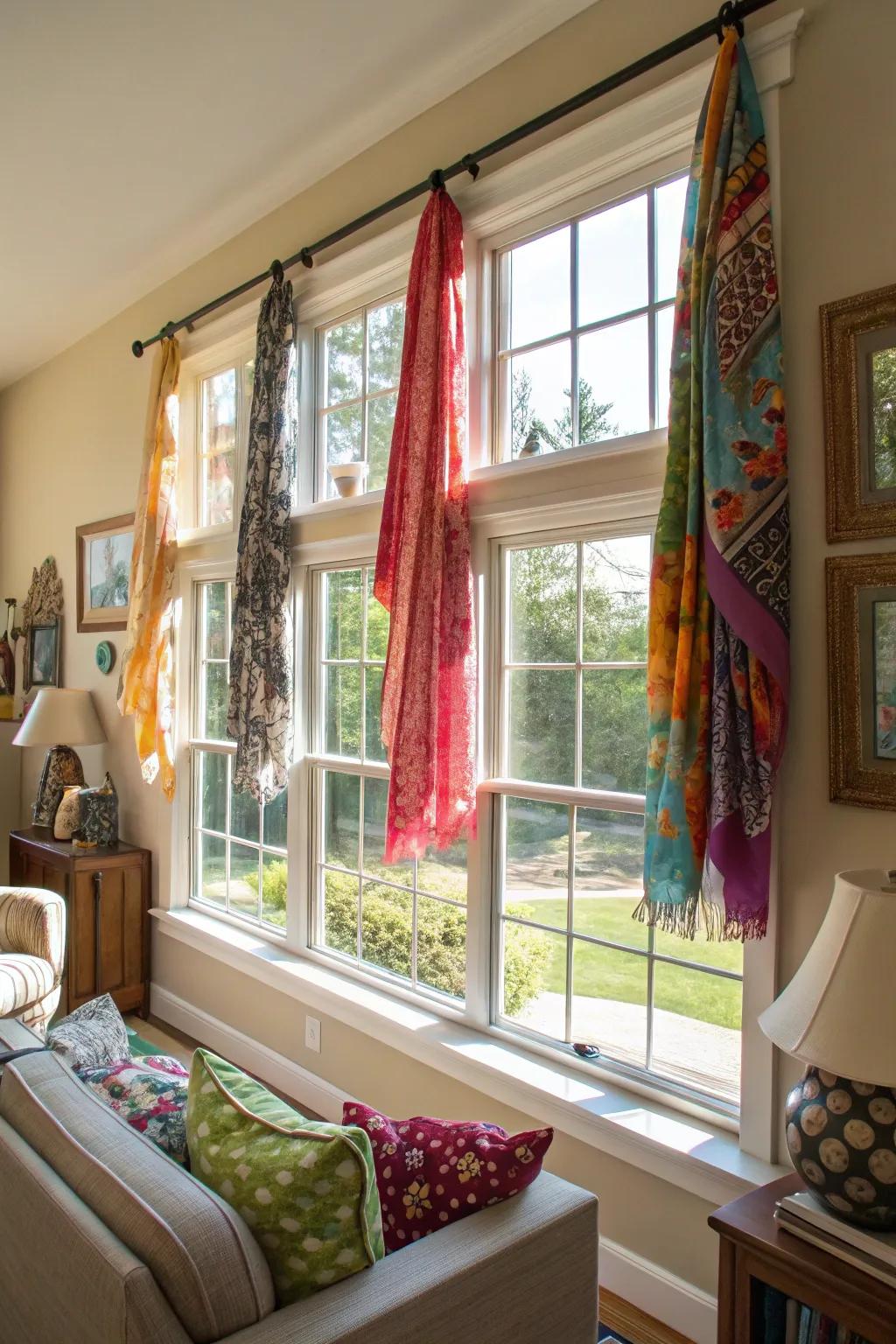Eclectic style with mixed scarves.