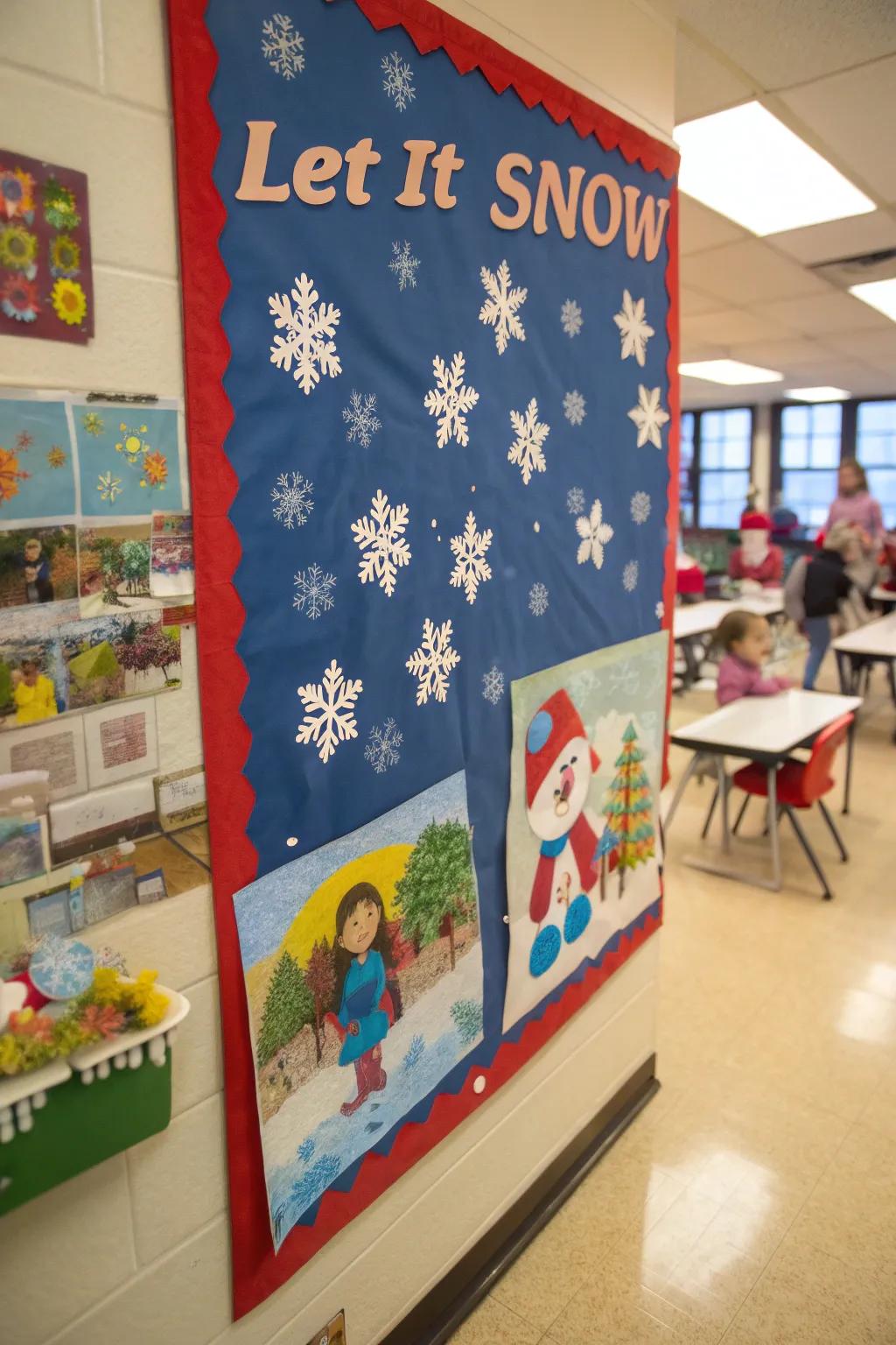 A classic 'Let It Snow' theme covers the board in winter magic.