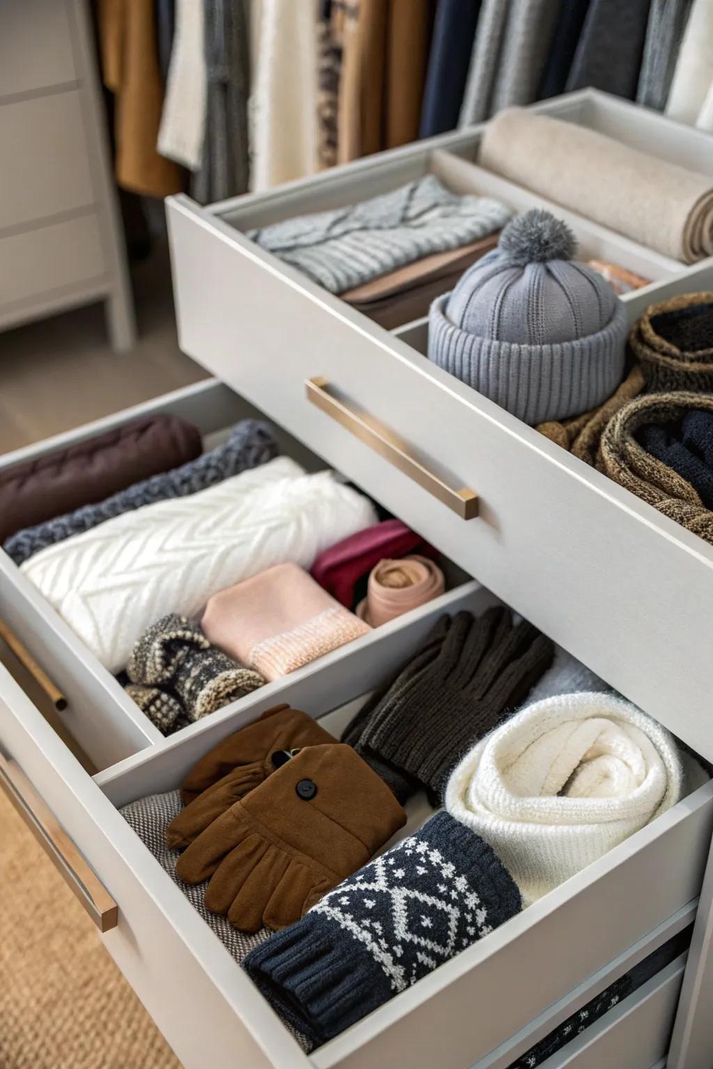 Stackable drawers seamlessly integrate into any space.