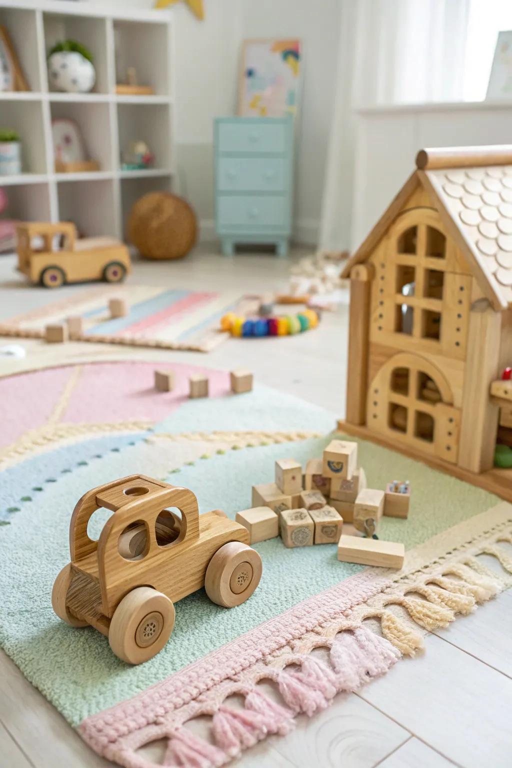 Timber playthings deliver timeless merriment and resilience.