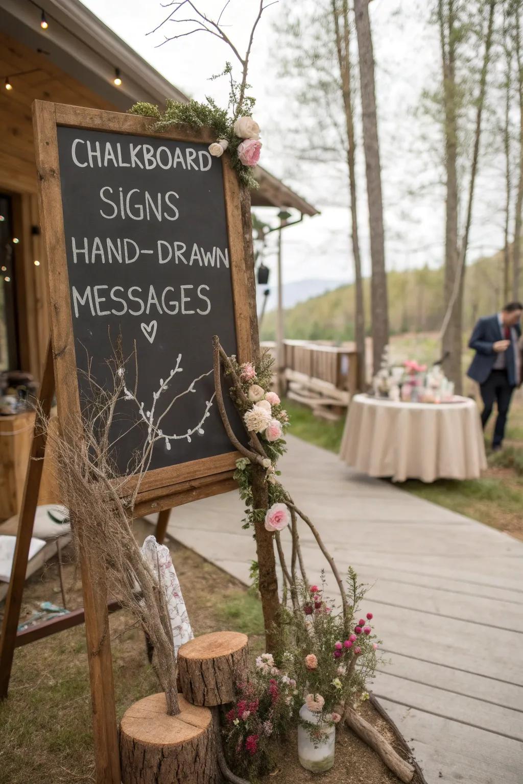 Countryside slate markers guide visitors and add a playful touch.