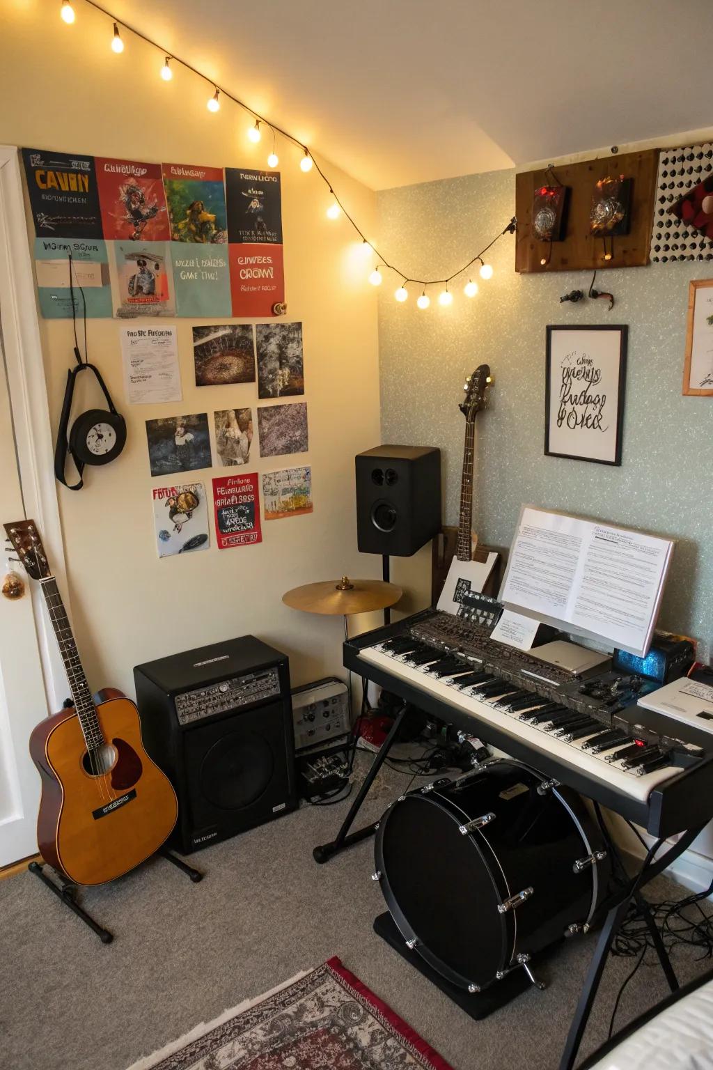 A music corner allows you to showcase your musical passion.