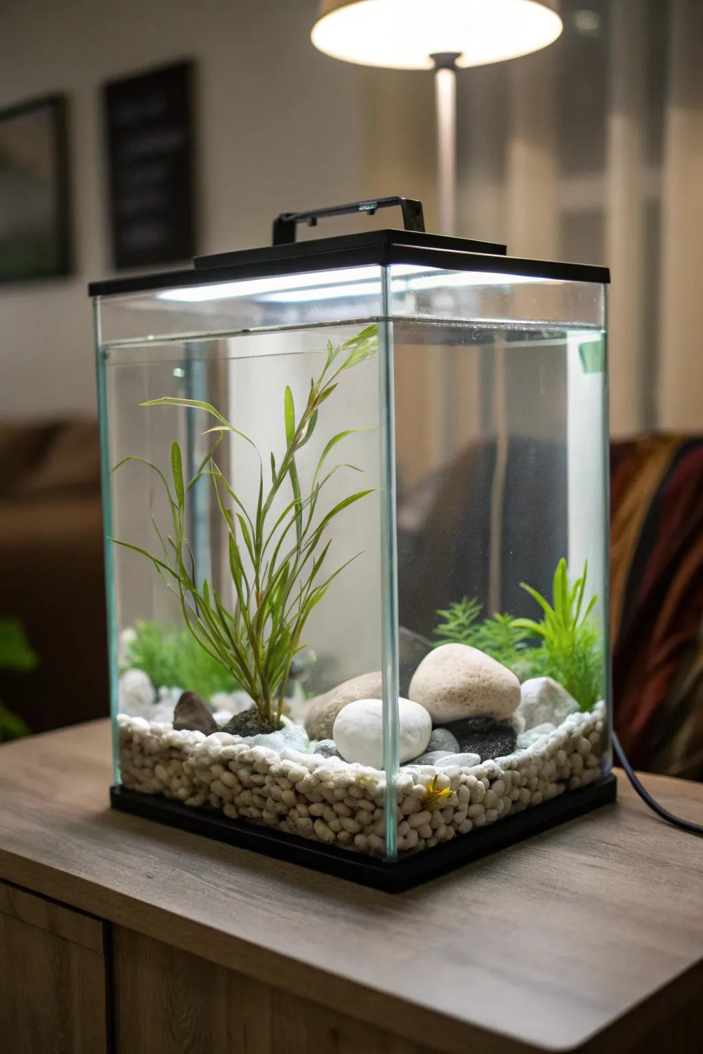 Embrace the aesthetics of simplicity in your tank design.