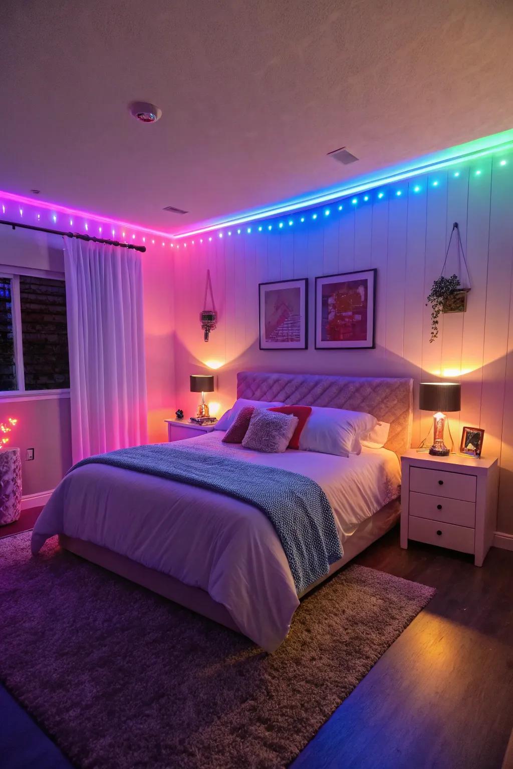 LED lights in various modalities fashion a versatile mood.