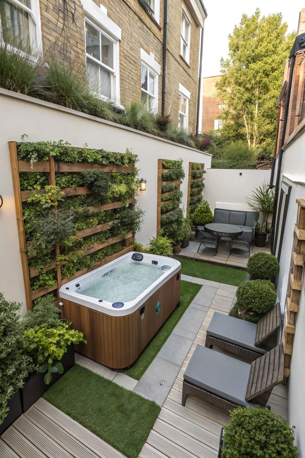Clever design transmutes confined spaces into snug hydro-therapy tub getaways.