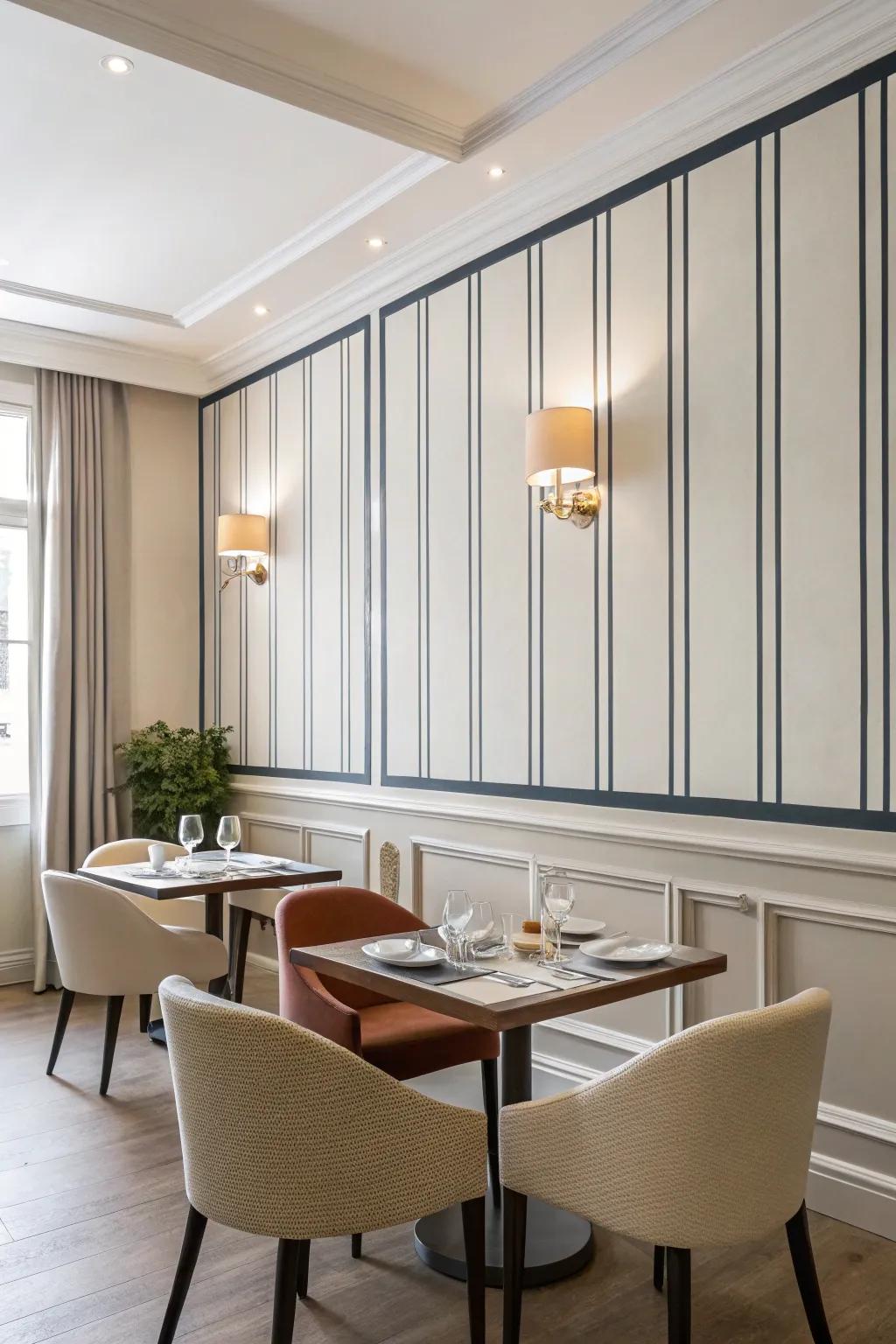 Add elegance with straight lines murals.