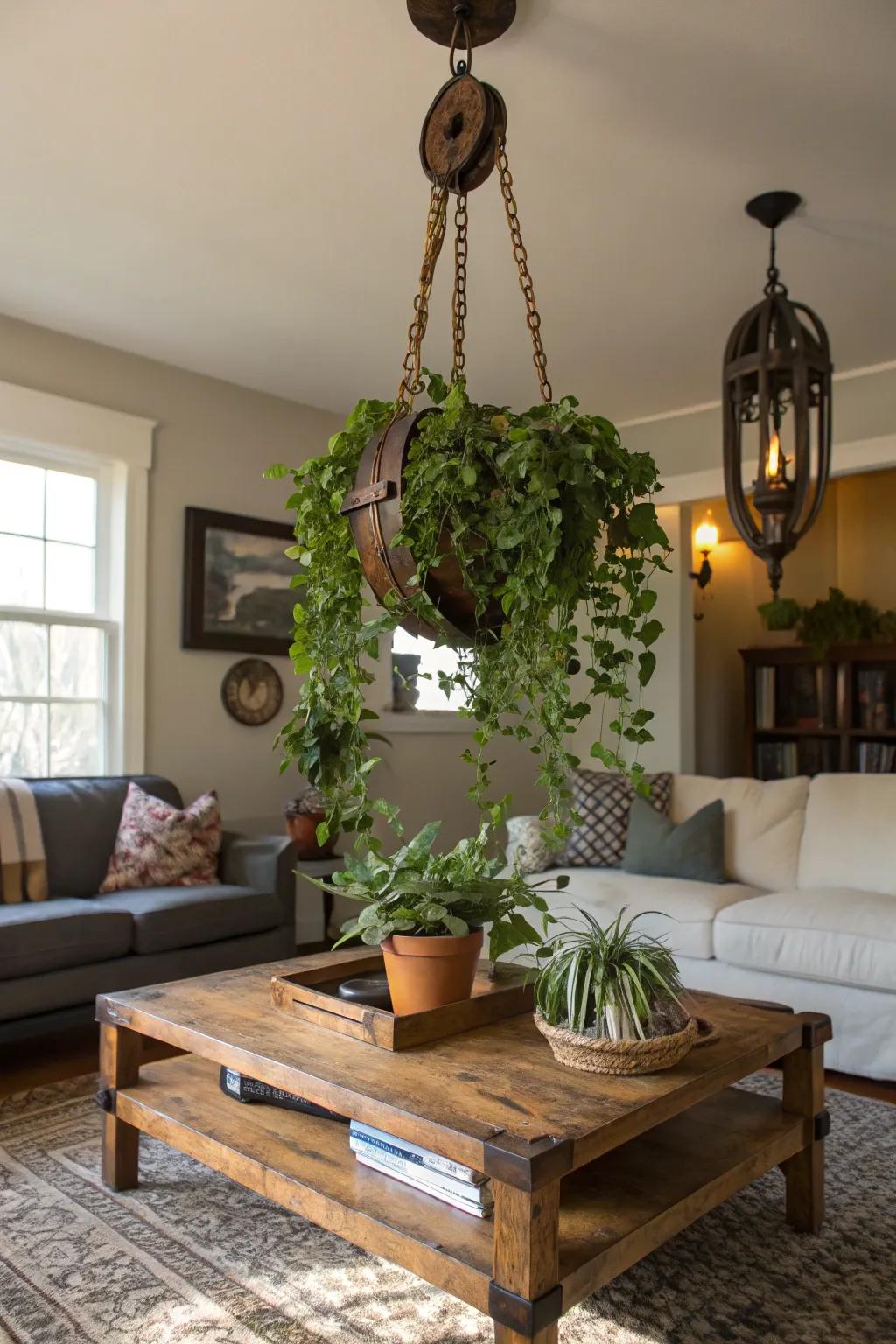 A flora chandelier infuses life and elegance into the dwelling.