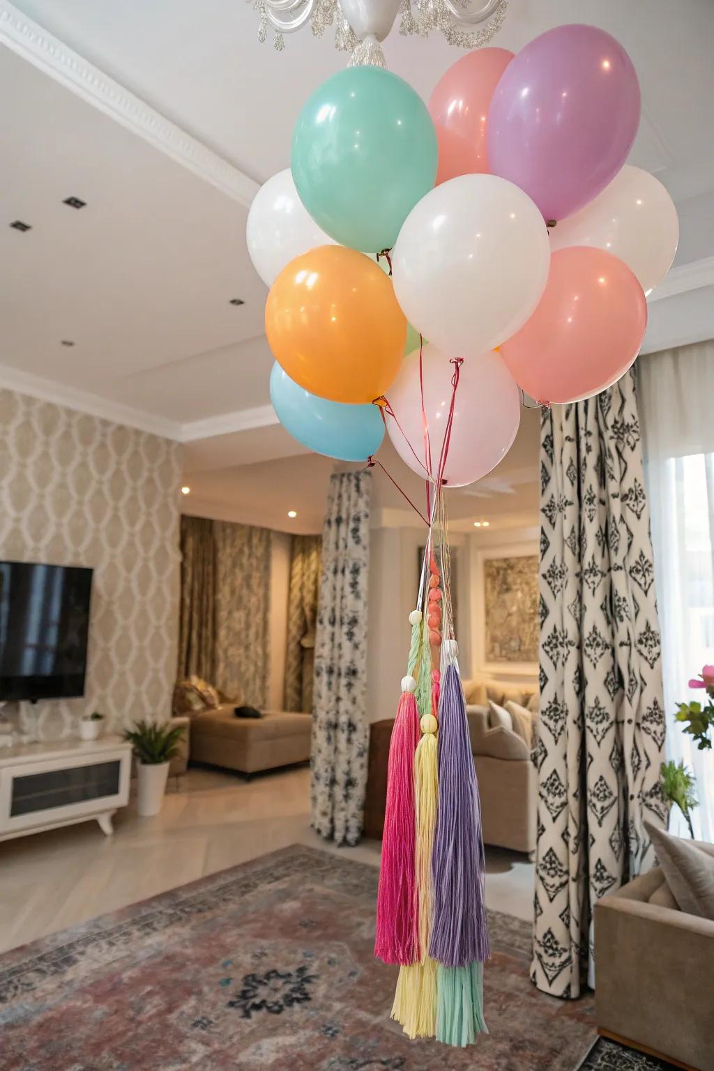 Balloon streamers add flair and movement to decorations.