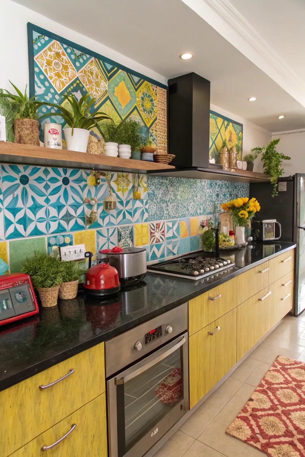Colorful tiles add a vibrant and unexpected pop to kitchens.