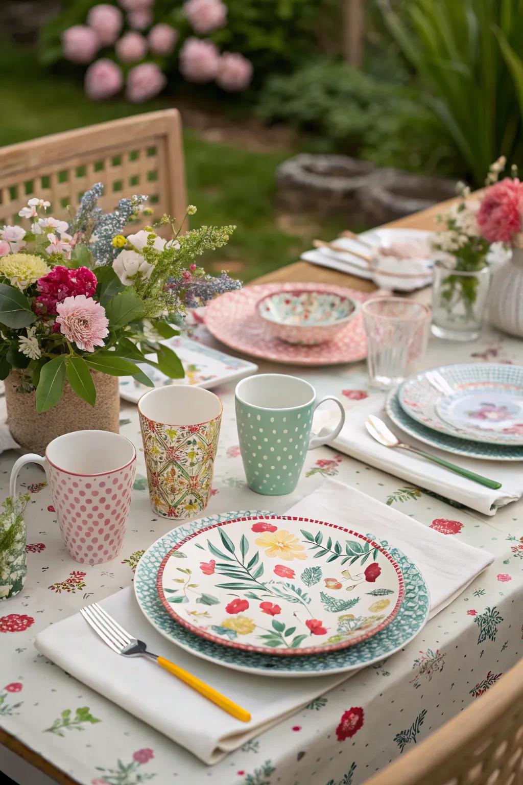 Varied place settings create a personalized and dynamic tablescape.