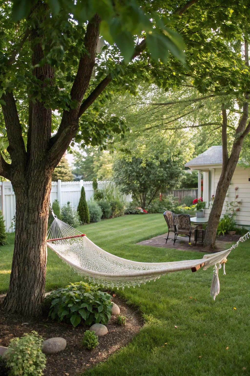 A hammock provides the ideal area for relaxation