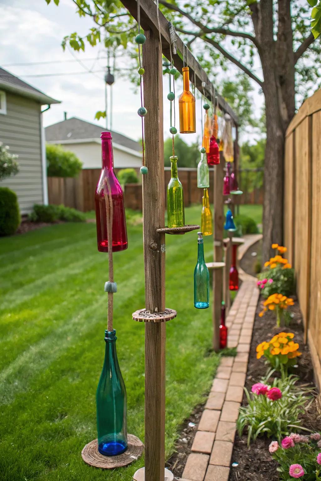 Contribute a touch of whimsy via radiant colored-glass feature pillars.