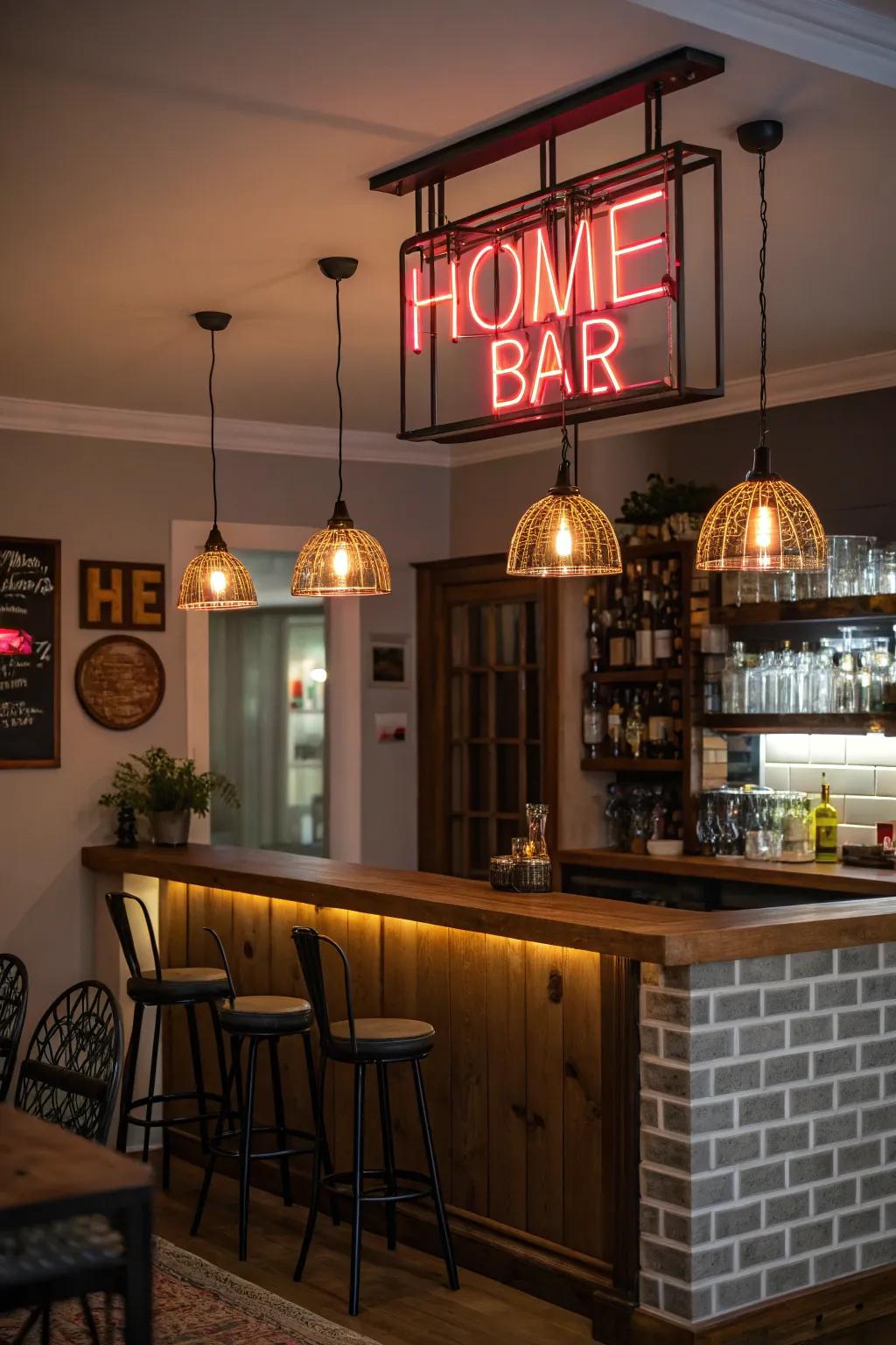 Distinct illumination fixtures refine both ambiance and style.