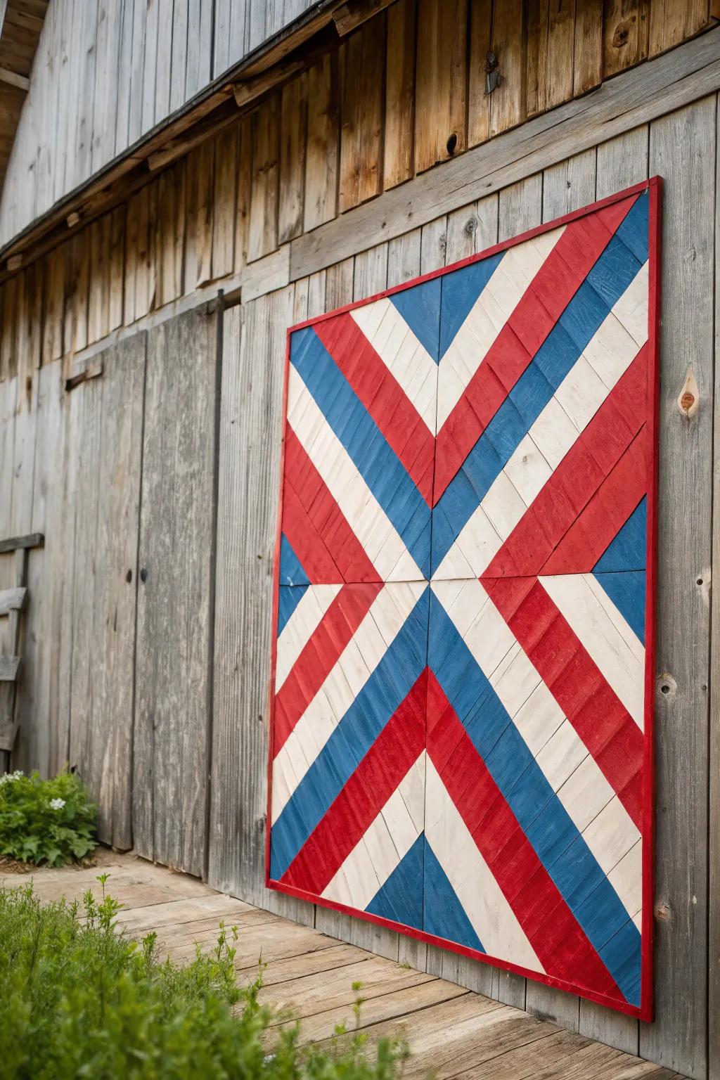 Quilt design featuring stylish chevron patterns.