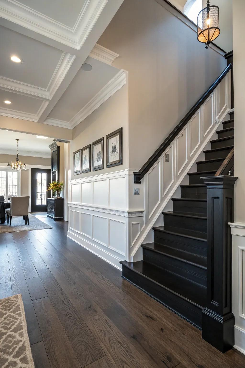 Home featuring strikingly contrasting baseboard trim.