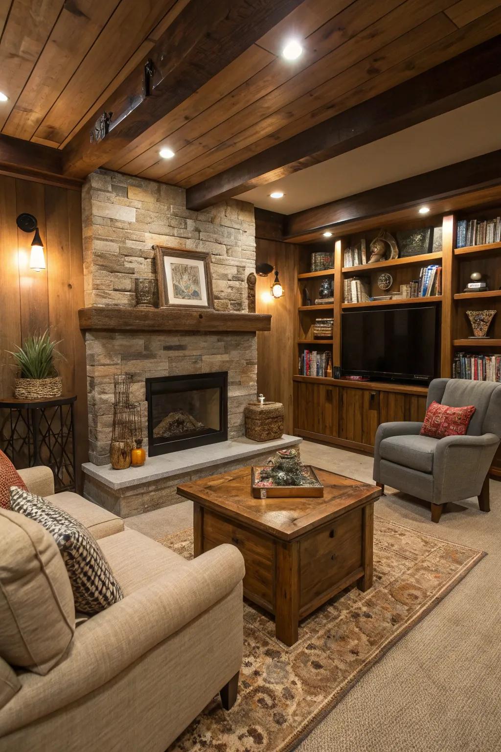 Timber embellishments enhance warmth and texture.