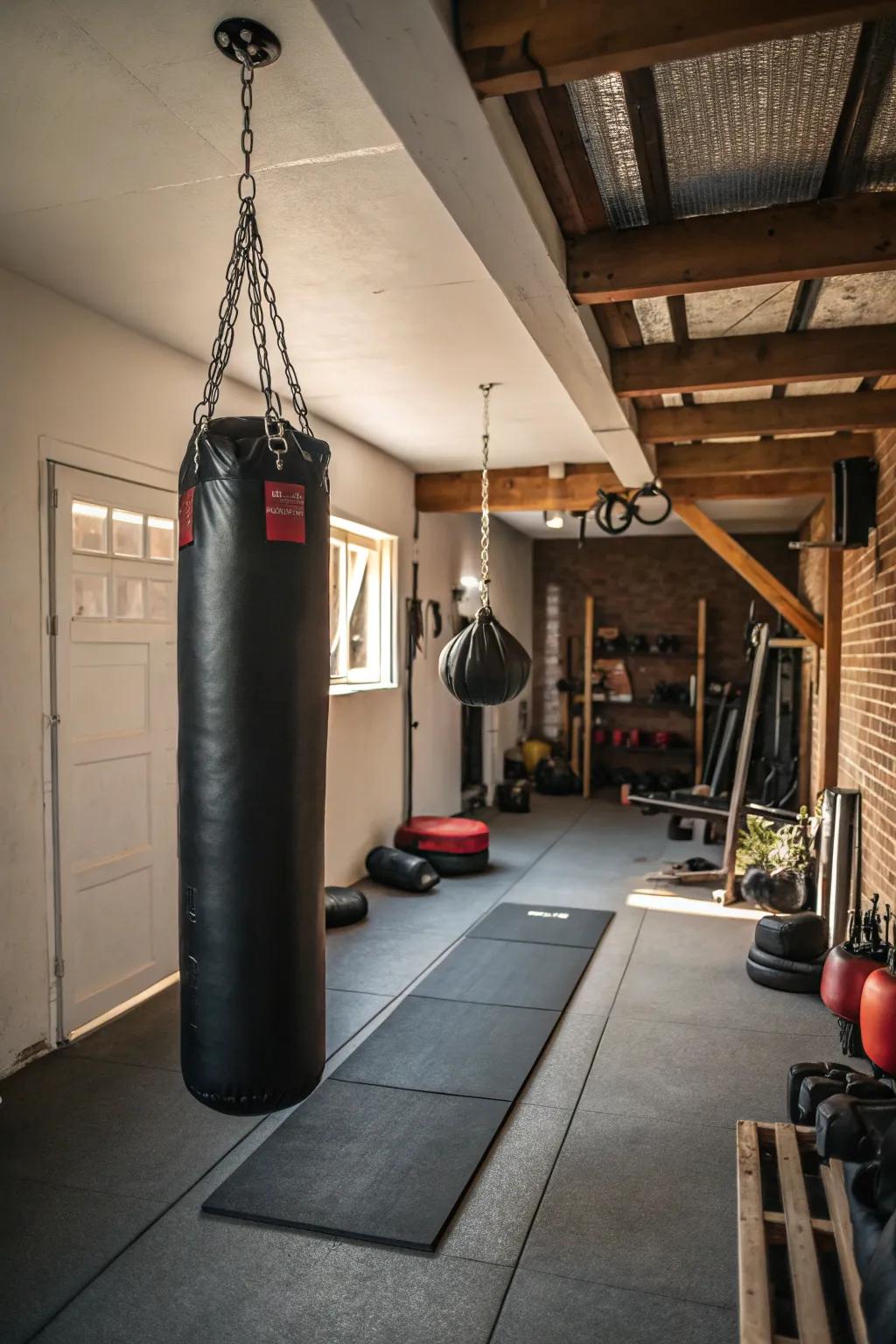 A punching bag is a great way to relieve stress and get in a high-energy cardio session.