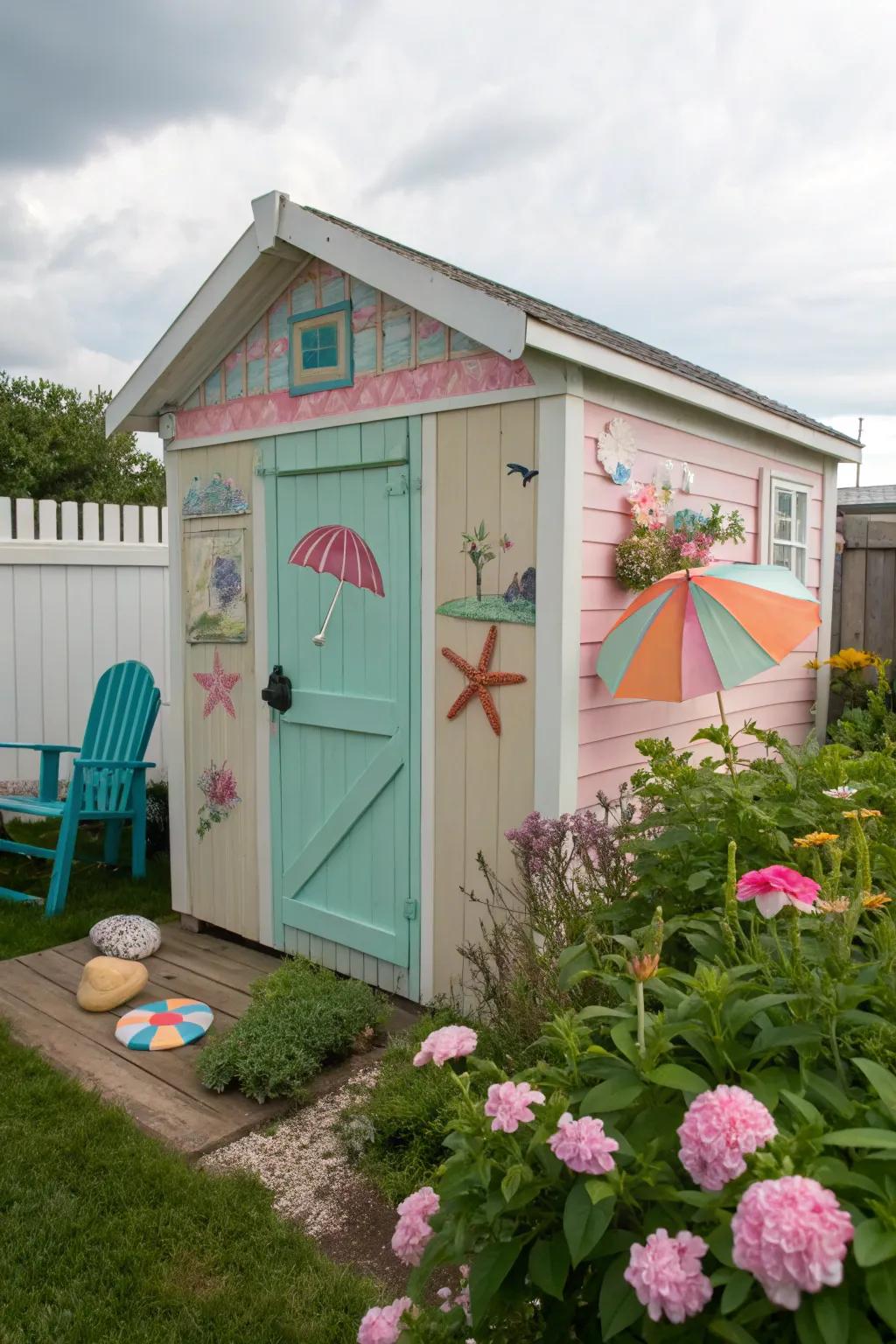 A beach hut shed can be both useful and lovely.
