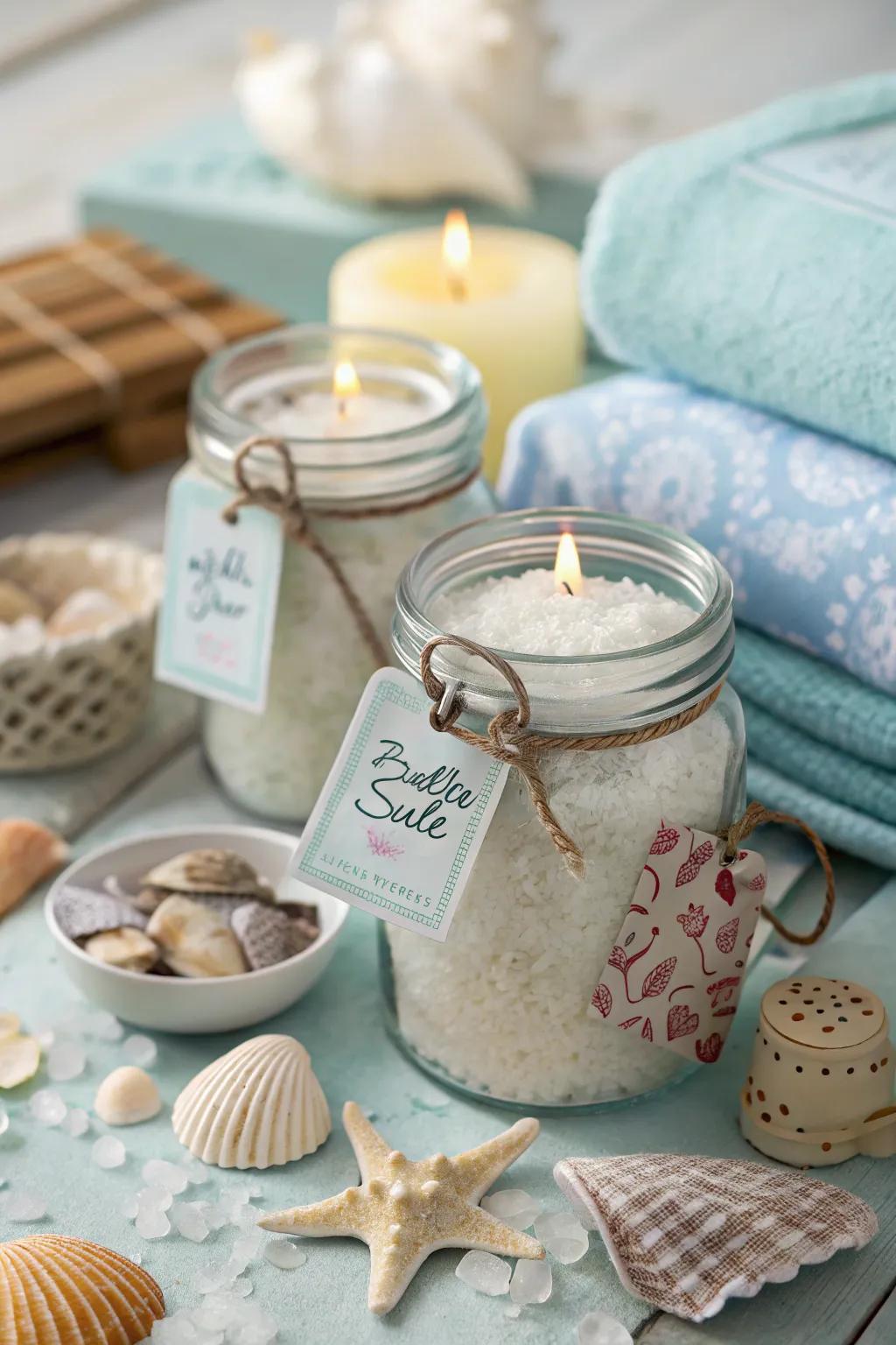 Enhance your bath encounter with soothing seaside saline soak.