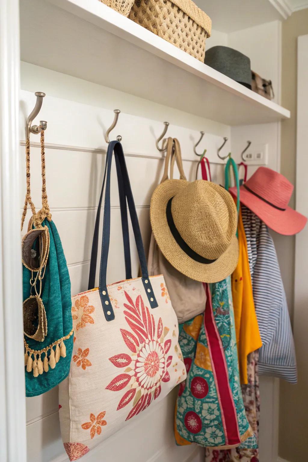 Hooks make it easy to grab frequently used items.