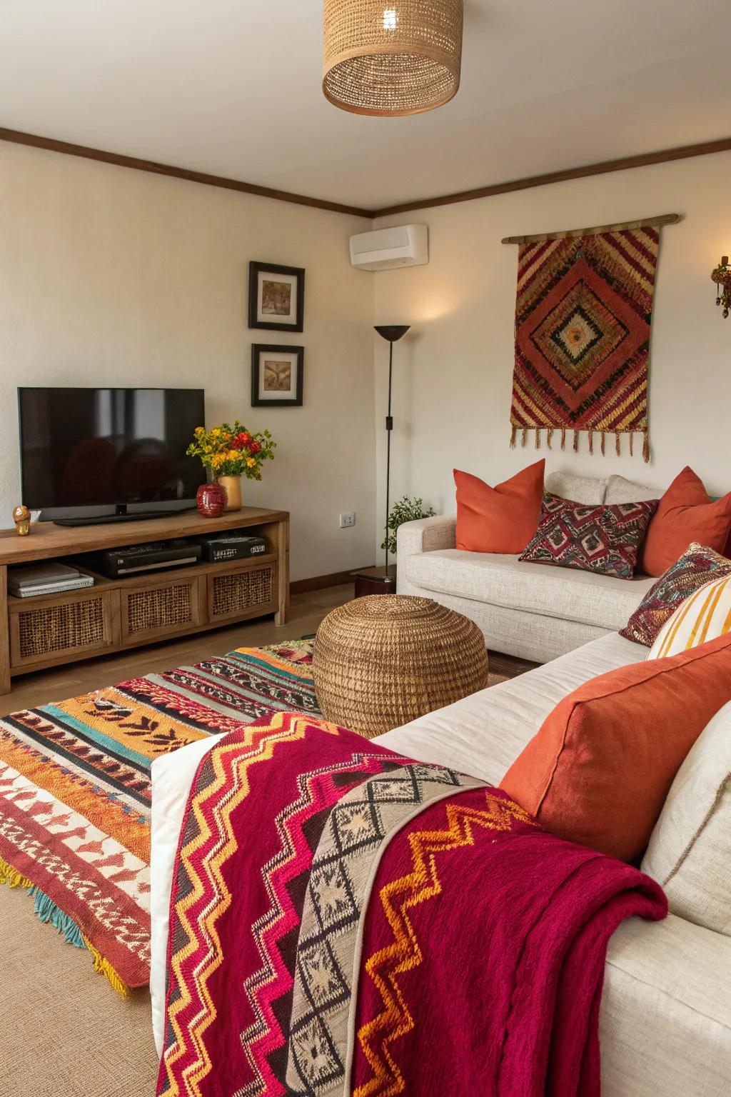 Bold accent colors bring energy and personality to your television sitting area.