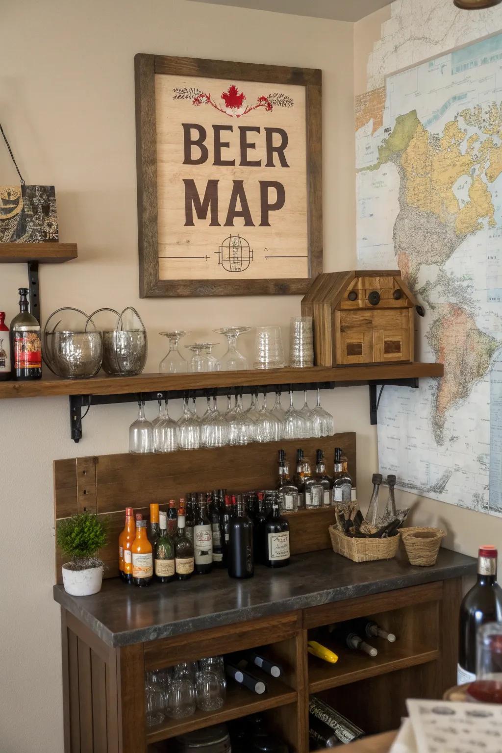 Drink map emblems highlight your drink journey.