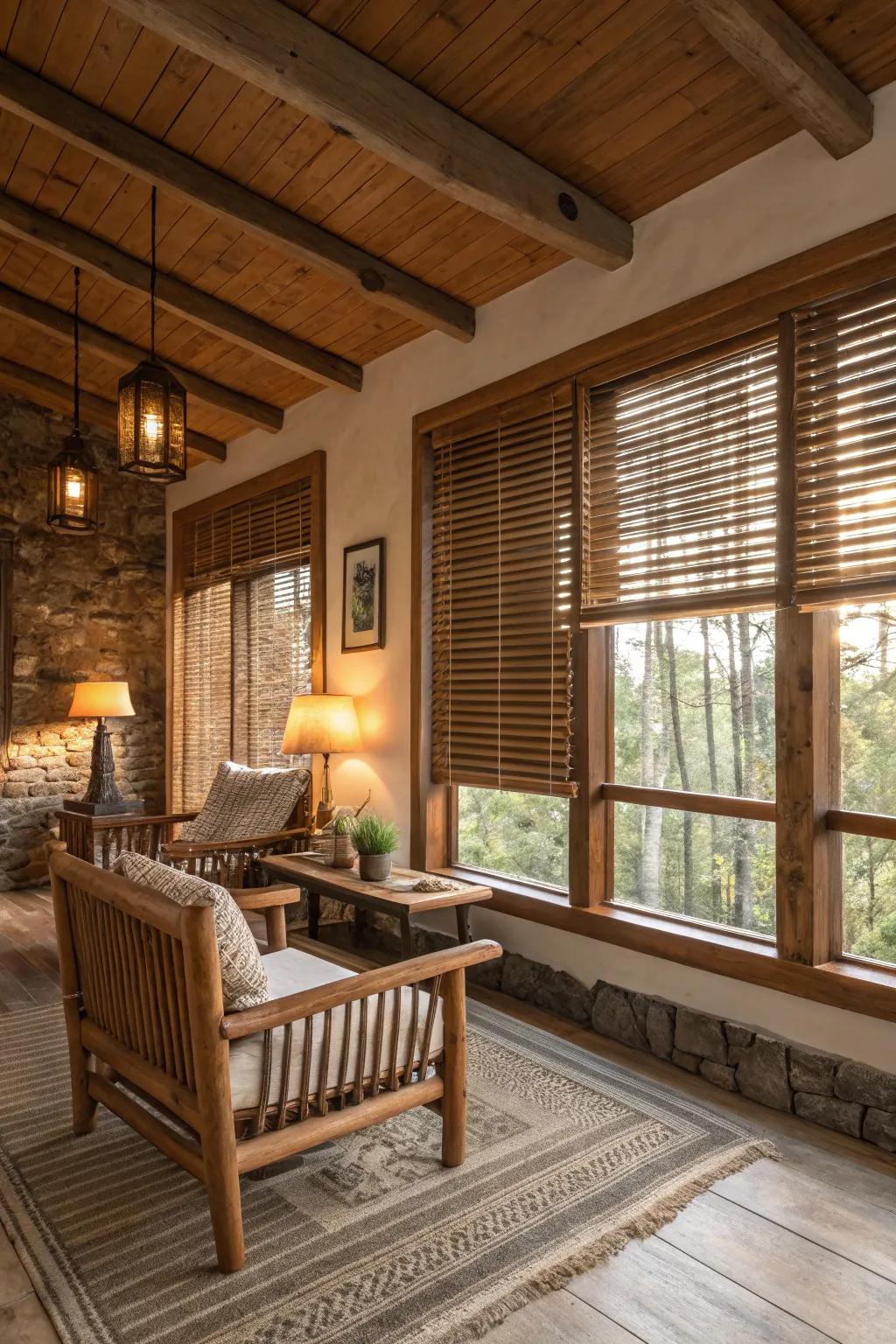 Wooden coverings that enhance rustic and inviting interiors.