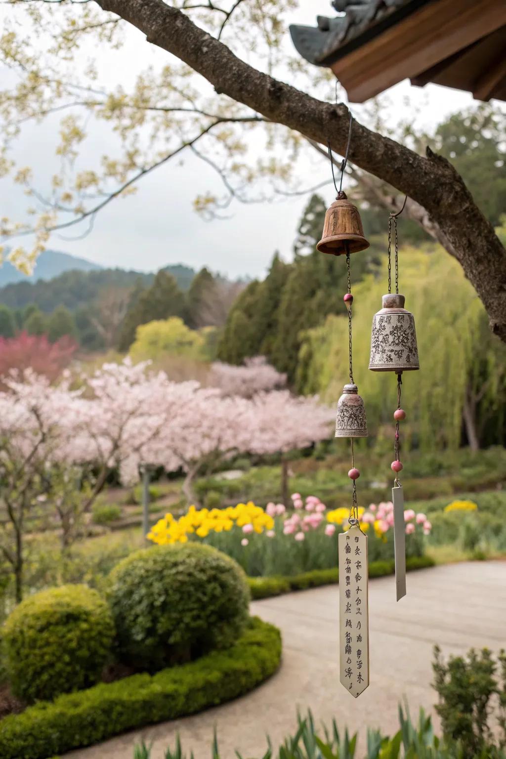 Enchanting sound ornaments add a musical quality to gardens and patios.